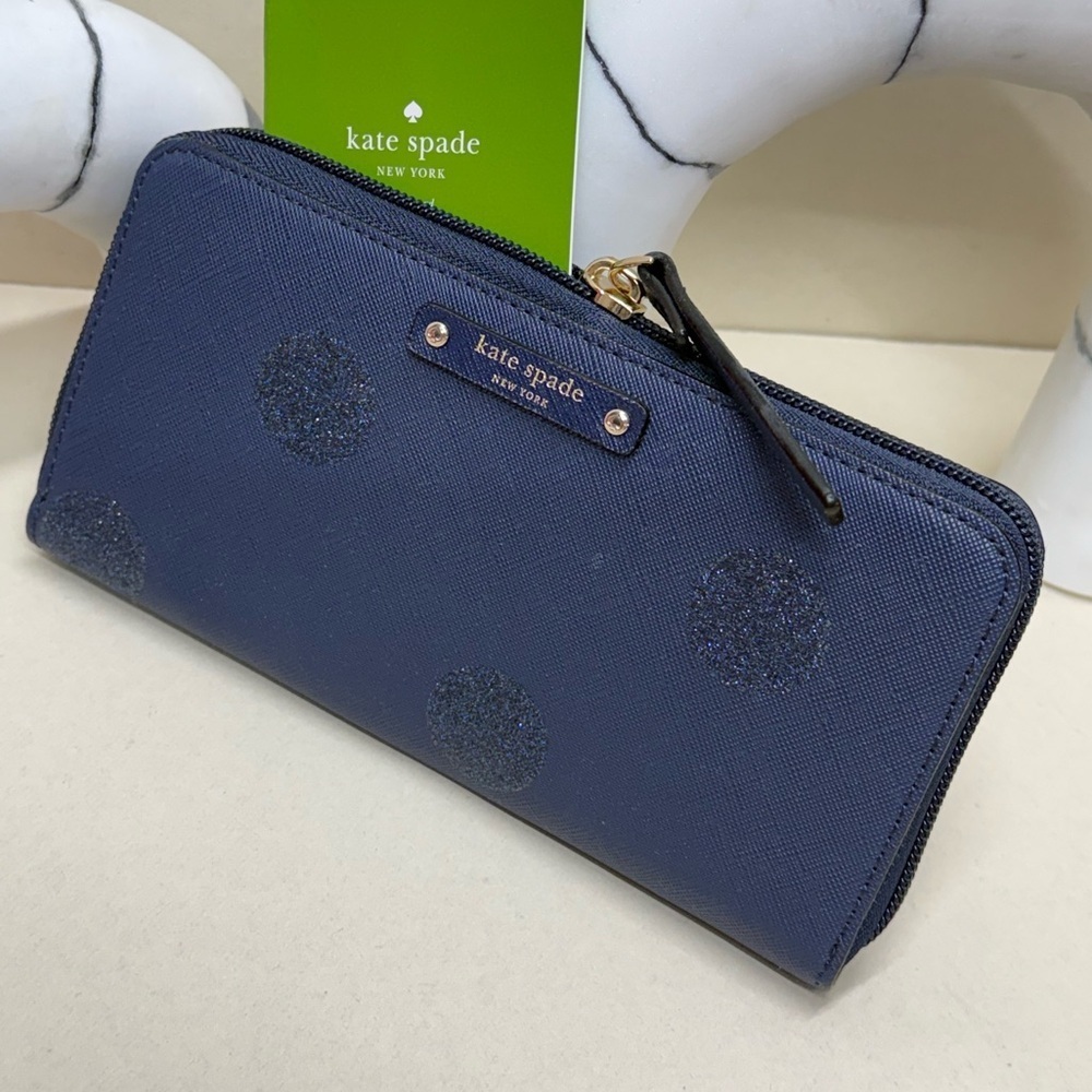 (new+tag) Kate Spade neda long wallet navy polka dots classic - Picture 12 of 12